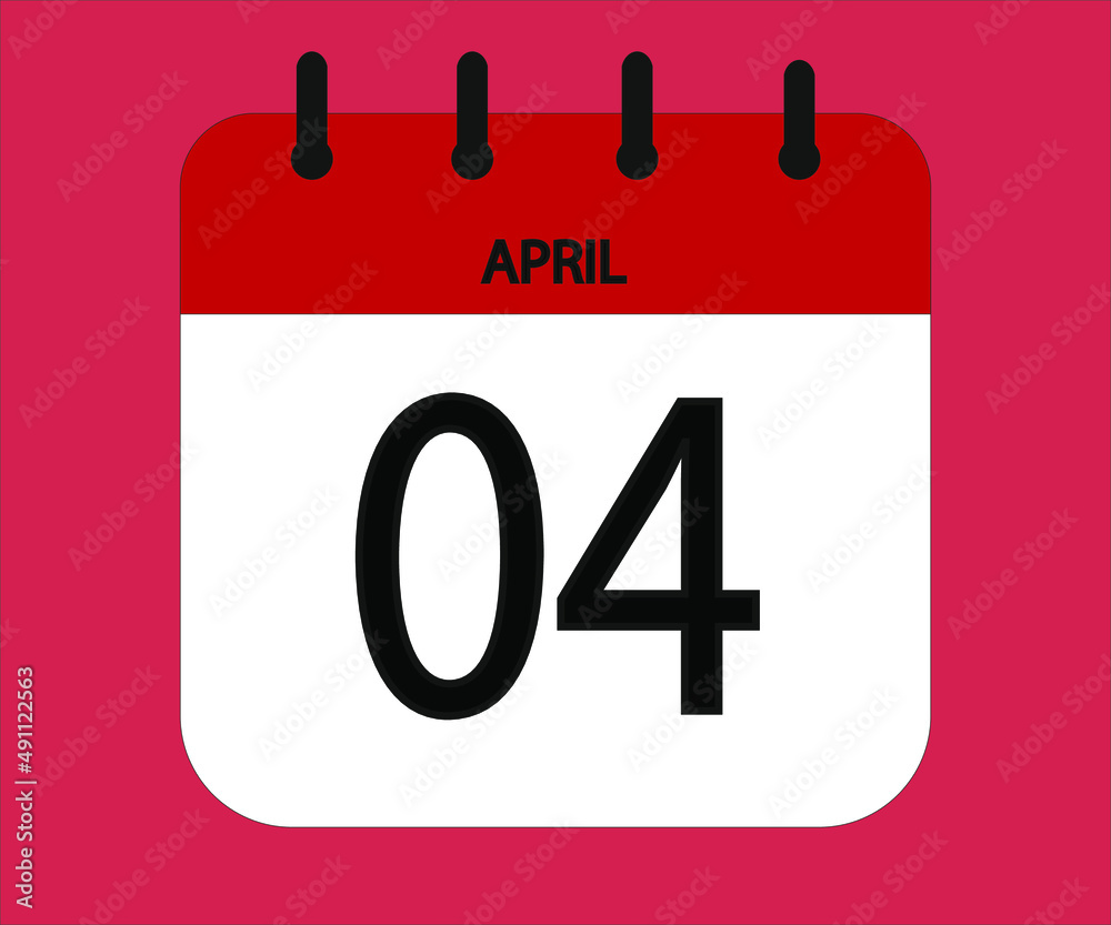 April 04th red calendar icon for days of the month April 04th red calendar icon for days of the month