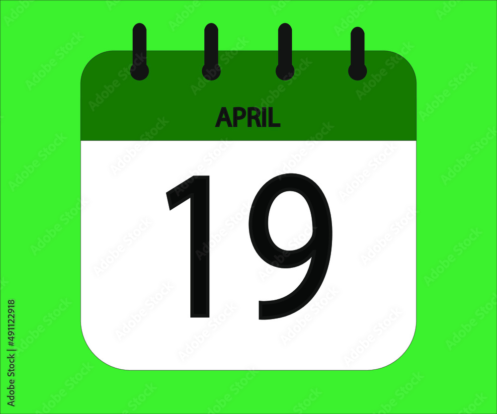 April 19th green calendar icon for days of the month April 19th green calendar icon for days of the month