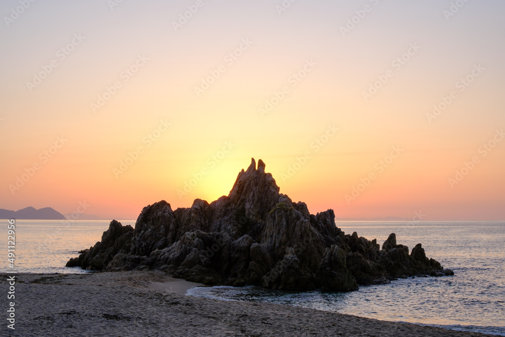 福井県水晶浜の夕日