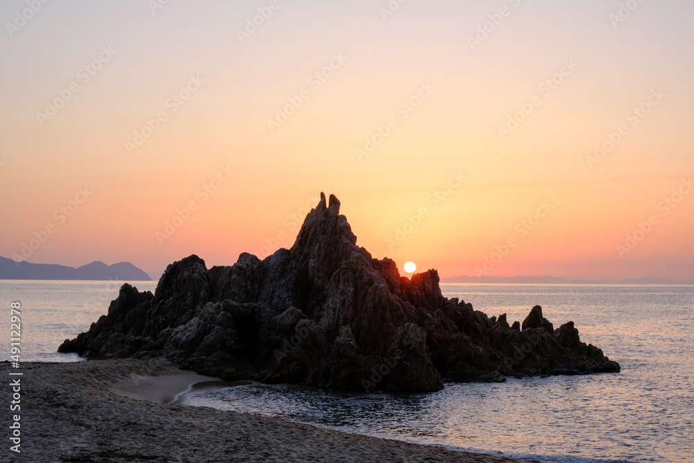 福井県水晶浜の夕日
