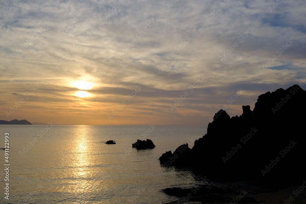 福井県水晶浜の夕日 福井県水晶浜の夕日