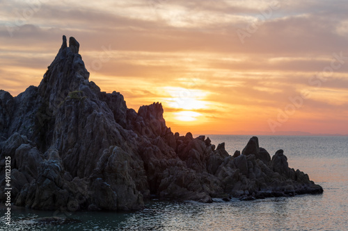 福井県水晶浜の夕日