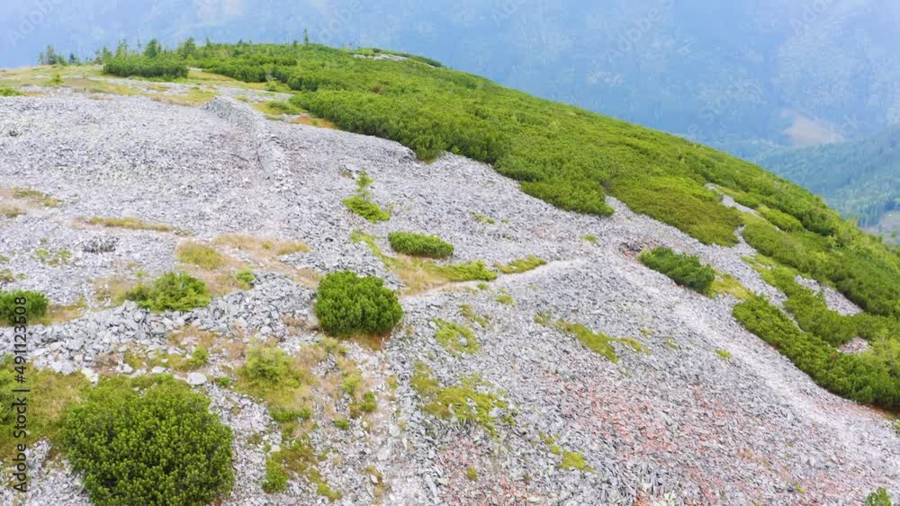 In the Ukrainian Carpathians the wildest region is the Gorgan, the highest peak of Syvula. The old Polish, Slovakian Czech and Russian fortifications from the First World War, drone is filming a video In the Ukrainian Carpathians the wildest region is the Gorgan, the highest peak of Syvula. The old Polish, Slovakian Czech and Russian fortifications from the First World War, drone is filming a video