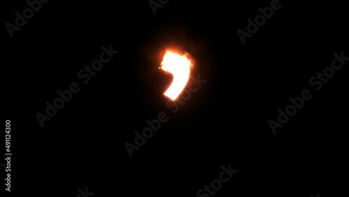 Hebrew letter Yod of animated fire