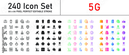5G Icon Set 240 isolated on white background
