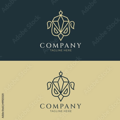 vector illustration Luxury and elegant logo template design diamond swan Line art, suitable for companies in the field of jewelry, fashion, etc