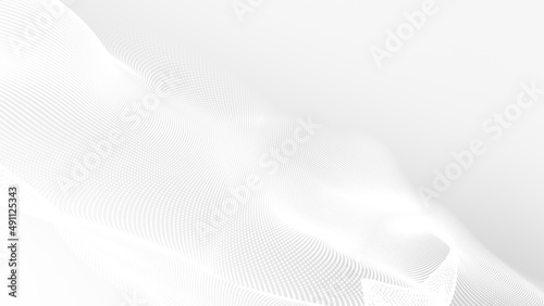 Dot white gray wave light technology texture background. Abstract big data digital concept. 3d rendering.