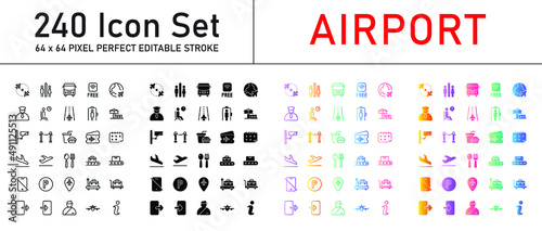 Airport Icon Set 240 isolated on white background