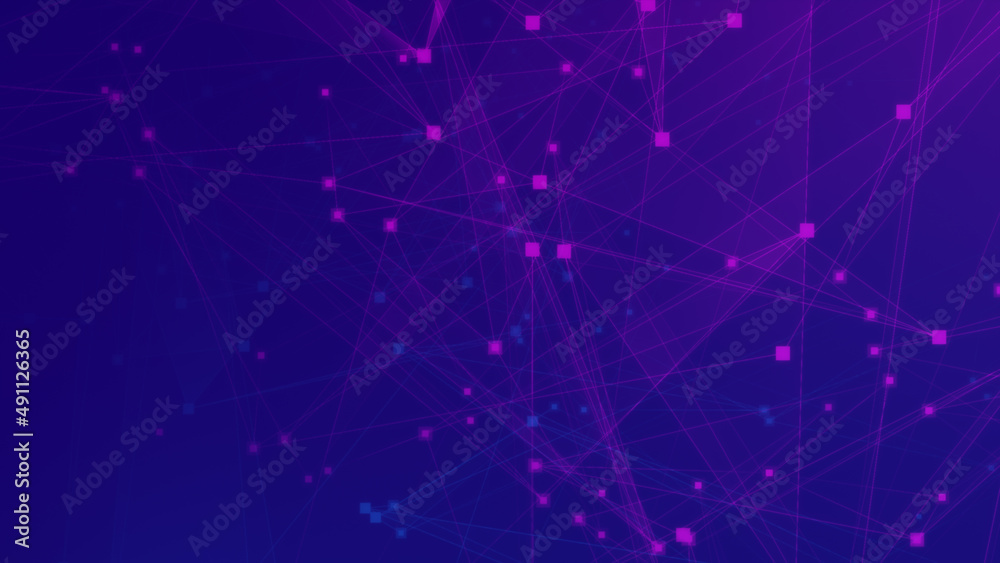 Abstract purple violet and blue polygon tech network with connect technology background. Abstract dots and lines texture background. 3d rendering. Abstract purple violet and blue polygon tech network with connect technology background. Abstract dots and lines texture background. 3d rendering.