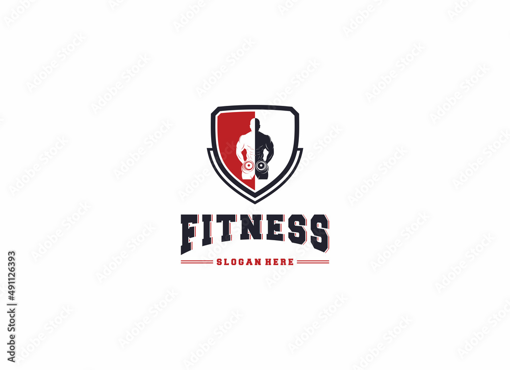 fitness logo template in white background