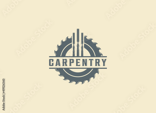 carpentry logo template in white background