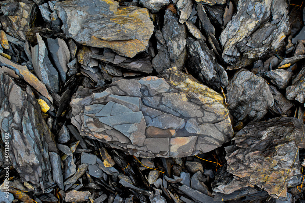Shale rocks on shore of Mohawk River Shale rocks on shore of Mohawk River