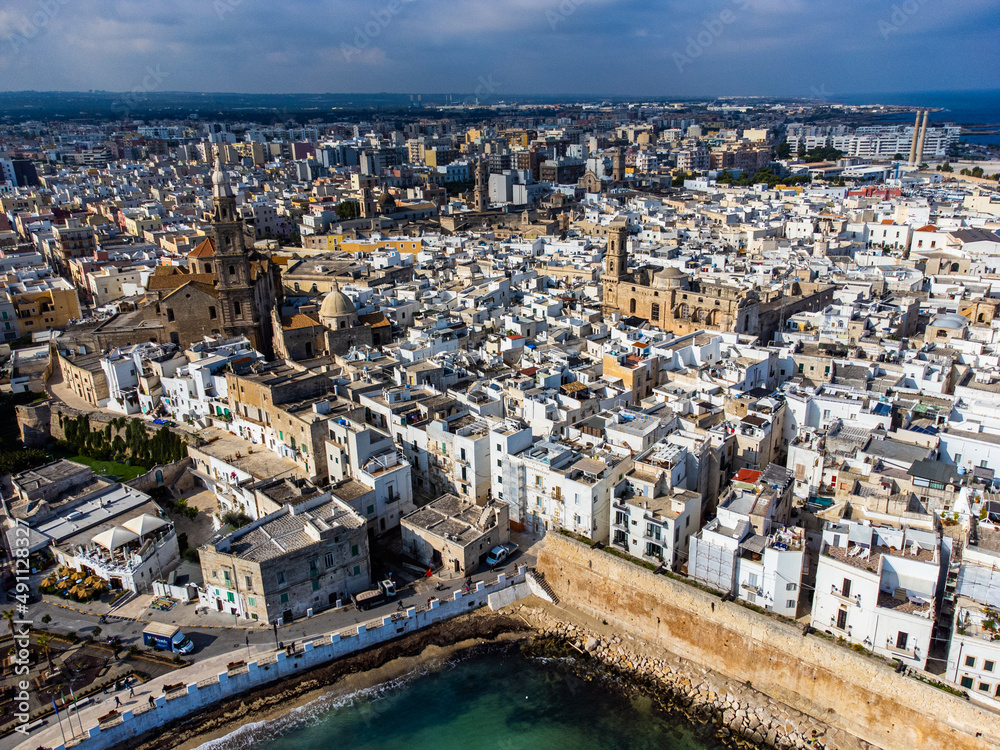 The old town of Monopoli in Italy from above - aerial view - travel photography