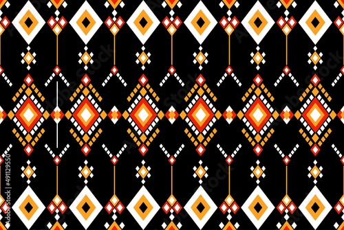 Geometric ethnic oriental seamless pattern traditional Design for background,carpet,wallpaper.clothing,wrapping,Batik fabric,Vector illustration.embroidery style - Sadu, sadou, sadow or sado