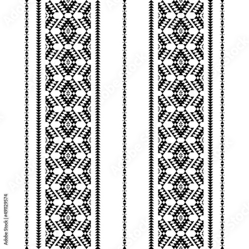 Geometric ethnic oriental seamless pattern traditional Design for background,carpet,wallpaper.clothing,wrapping,Batik fabric,Vector illustration.embroidery style - Sadu, sadou, sadow or sado
