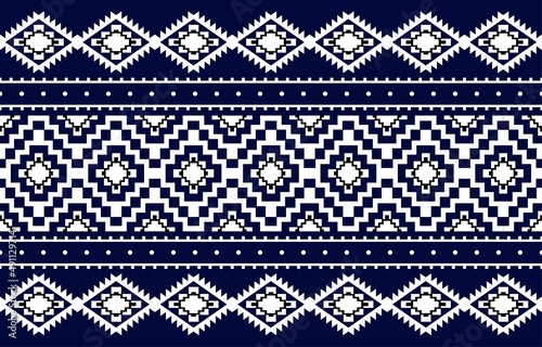 Geometric ethnic oriental seamless pattern traditional Design for background,carpet,wallpaper.clothing,wrapping,Batik fabric,Vector illustration.embroidery style - Sadu, sadou, sadow or sado