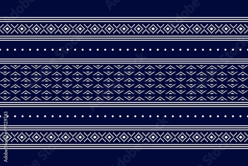 Geometric ethnic oriental seamless pattern traditional Design for background,carpet,wallpaper.clothing,wrapping,Batik fabric,Vector illustration.embroidery style - Sadu, sadou, sadow or sado