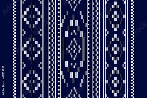 Geometric ethnic oriental seamless pattern traditional Design for background,carpet,wallpaper.clothing,wrapping,Batik fabric,Vector illustration.embroidery style - Sadu, sadou, sadow or sado