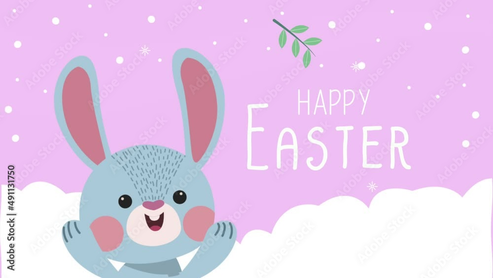happy easter lettering with rabbit animation happy easter lettering with rabbit animation