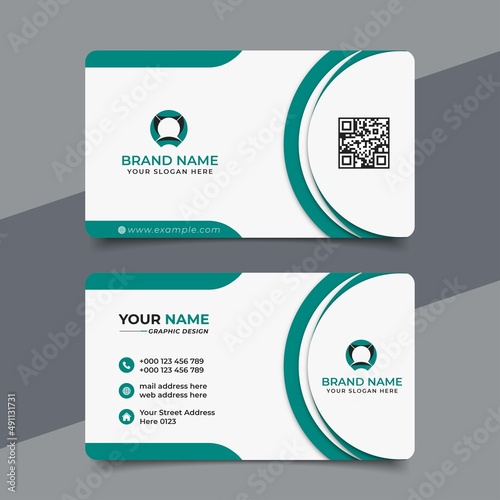 Green modern creative business card and name card, horizontal simple clean template vector design