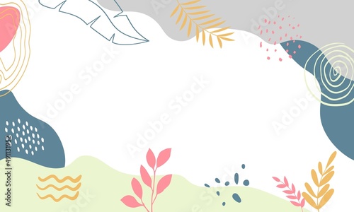 Modern abstract floral art vector leaves background