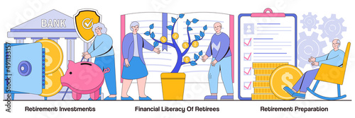 Retirement Investments, Financial Literacy of Retirees, and Retirement Preparation Illustrated Pack