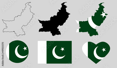 pakistan map flag icon set