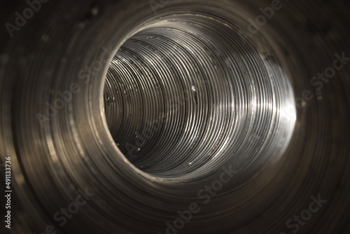 Metallic tube inside footage