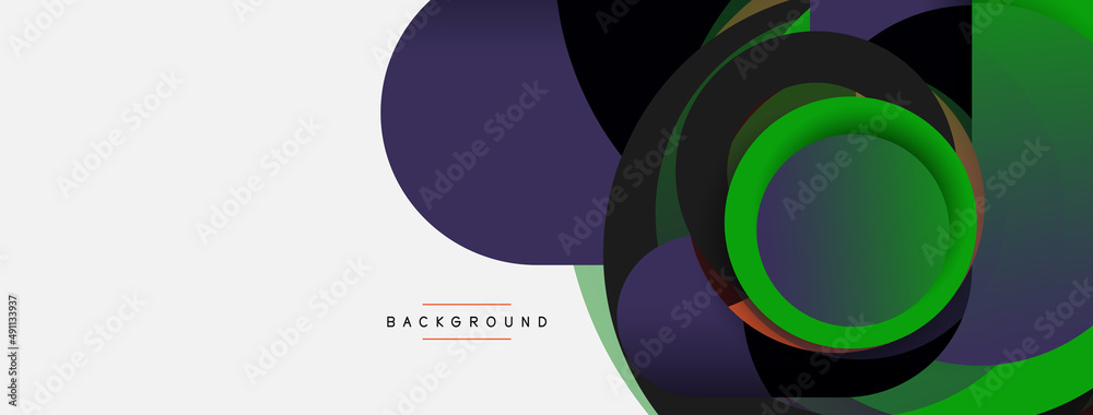 Creative geometric wallpaper. Minimal abstract background. Circles composition vector illustration for wallpaper banner background or landing page Creative geometric wallpaper. Minimal abstract background. Circles composition vector illustration for wallpaper banner background or landing page