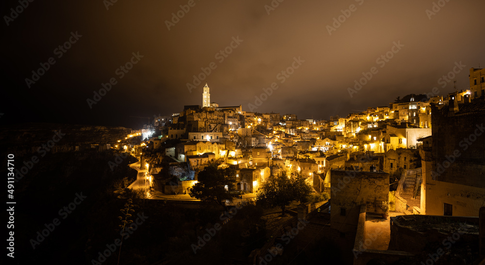 Amazing city of Matera in Italy by night - travel photography