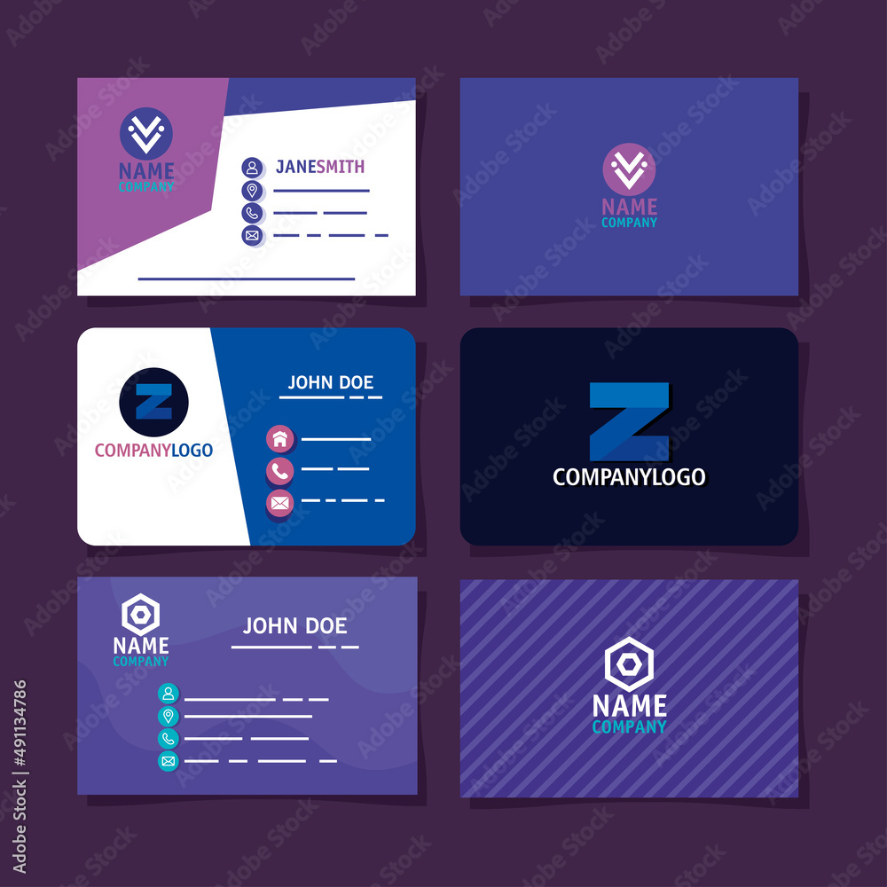 six business cards styles