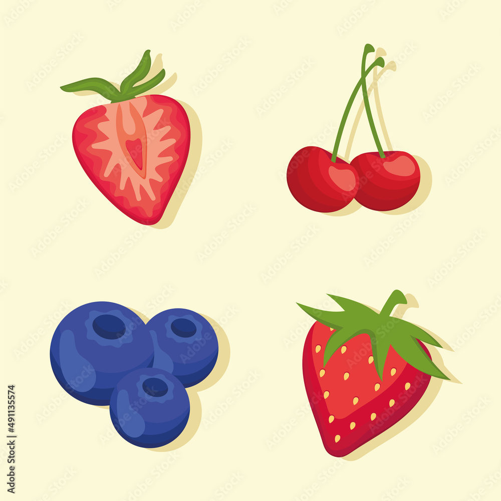 four fresh fruits four fresh fruits