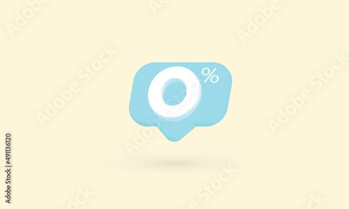 Blue notification icon with 0% or Zero Percent commission special offer