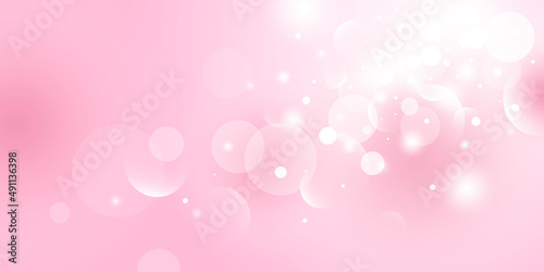 Abstract pink bokeh light background with copy space vector illustration