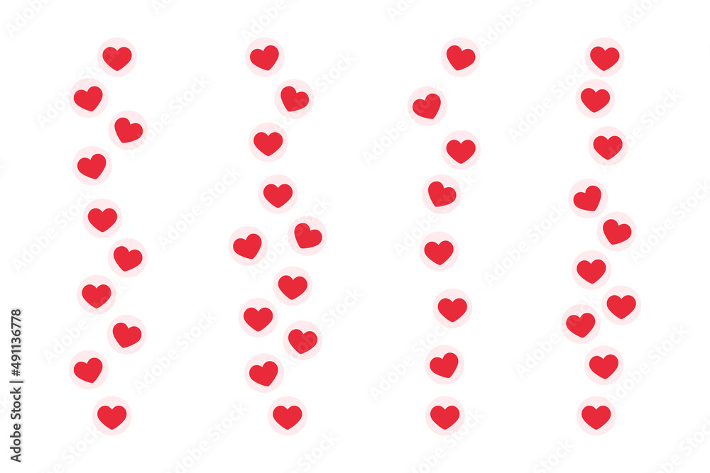 Likes hearts flying up for stories and live streams. Like icons for social media ui. Vector illlustration isolated in white background