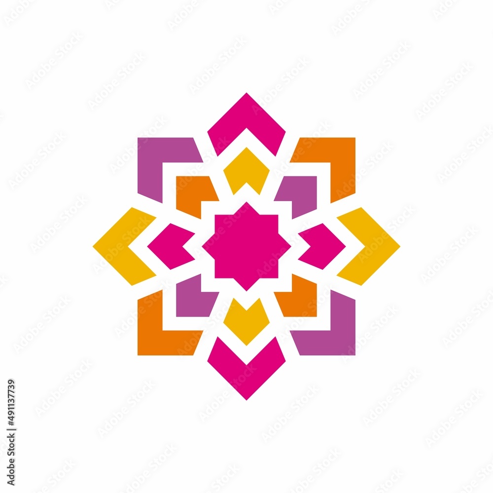 Colorful Islamic Ornament - Vector Flat Design Illustration : Suitable for Islamic Theme and Other Graphic Related Assets.	