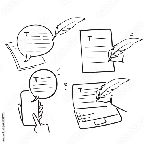hand drawn doodle Simple Set of Text article writing Related Vector