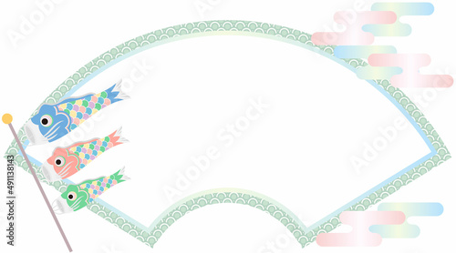 こいのぼりがモチーフの和風フレーム素材／Japanese style frame material with carp streamer motif