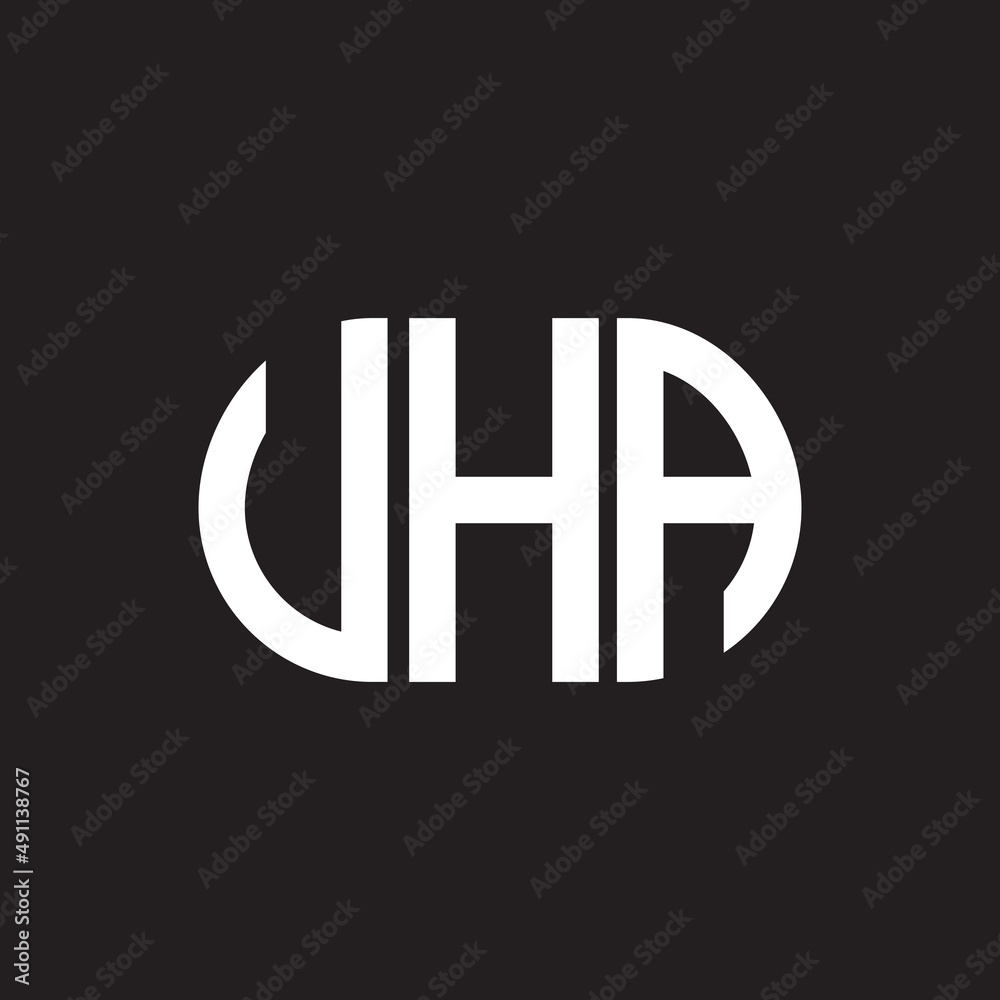 UHA letter logo design on black background. UHA creative initials letter logo concept. UHA letter design. UHA letter logo design on black background. UHA creative initials letter logo concept. UHA letter design.