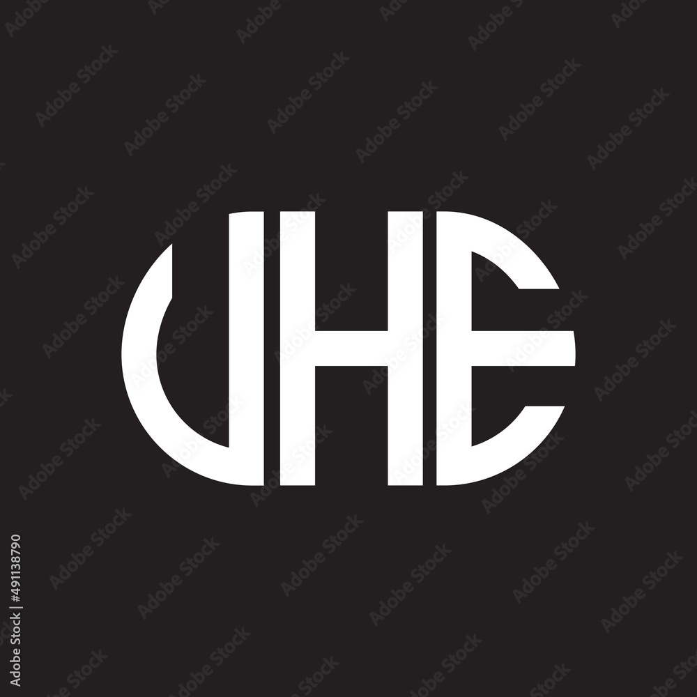 UHE letter logo design on black background. UHE creative initials letter logo concept. UHE letter design. UHE letter logo design on black background. UHE creative initials letter logo concept. UHE letter design.