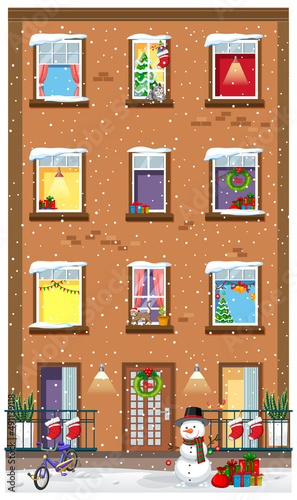 Apartment building with windows