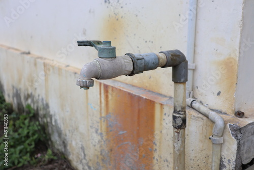 PVC Plastic Water Faucet in the yard