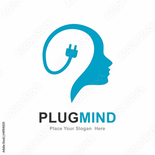 Plug mind logo vector design. Suitable for business, education and mind symbol
