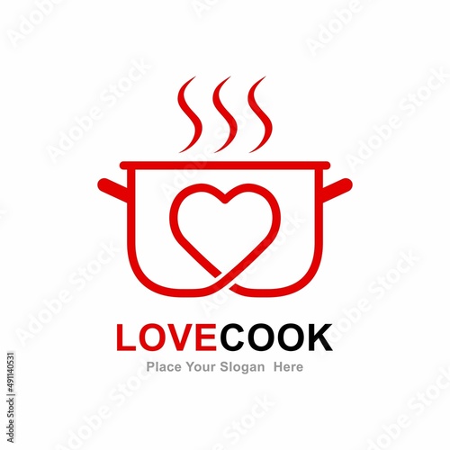 Love cook vector logo design. Suitable for cooking label and food logotype