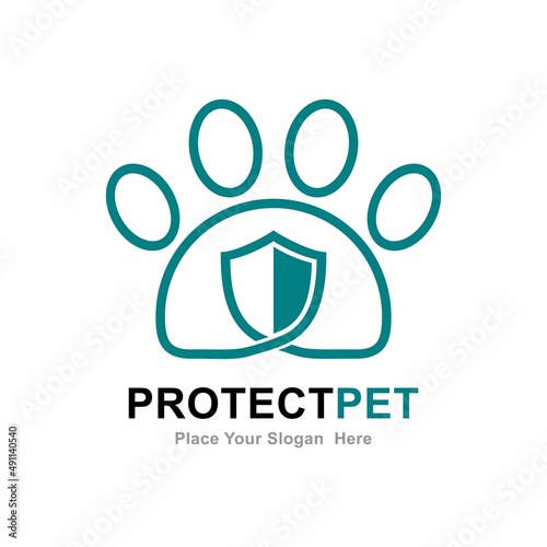 Protect shield pet logo vector design