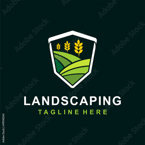 landscaping logo with emblem concept