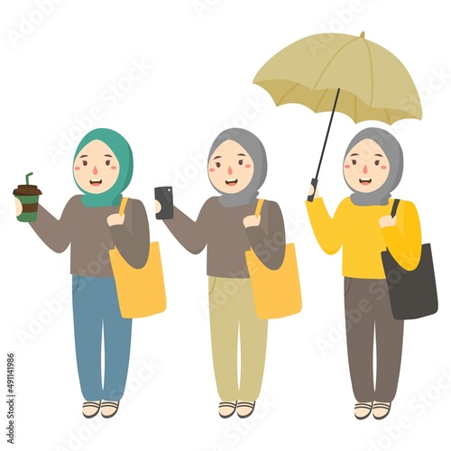 Muslim women wearing hijab