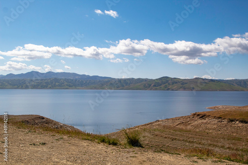 San Louis Reservoir showing drought water levels