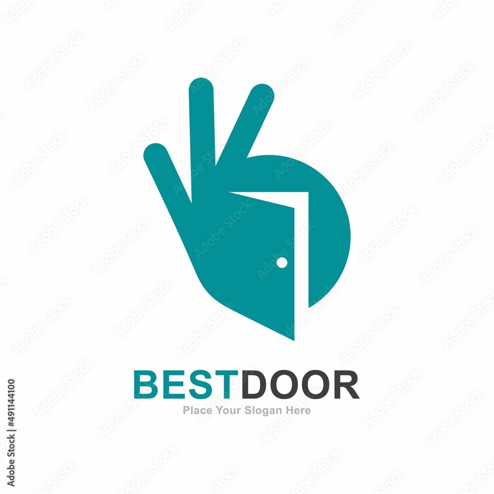 Best door logo vector template. Suitable for business, property and hand symbol Best door logo vector template. Suitable for business, property and hand symbol