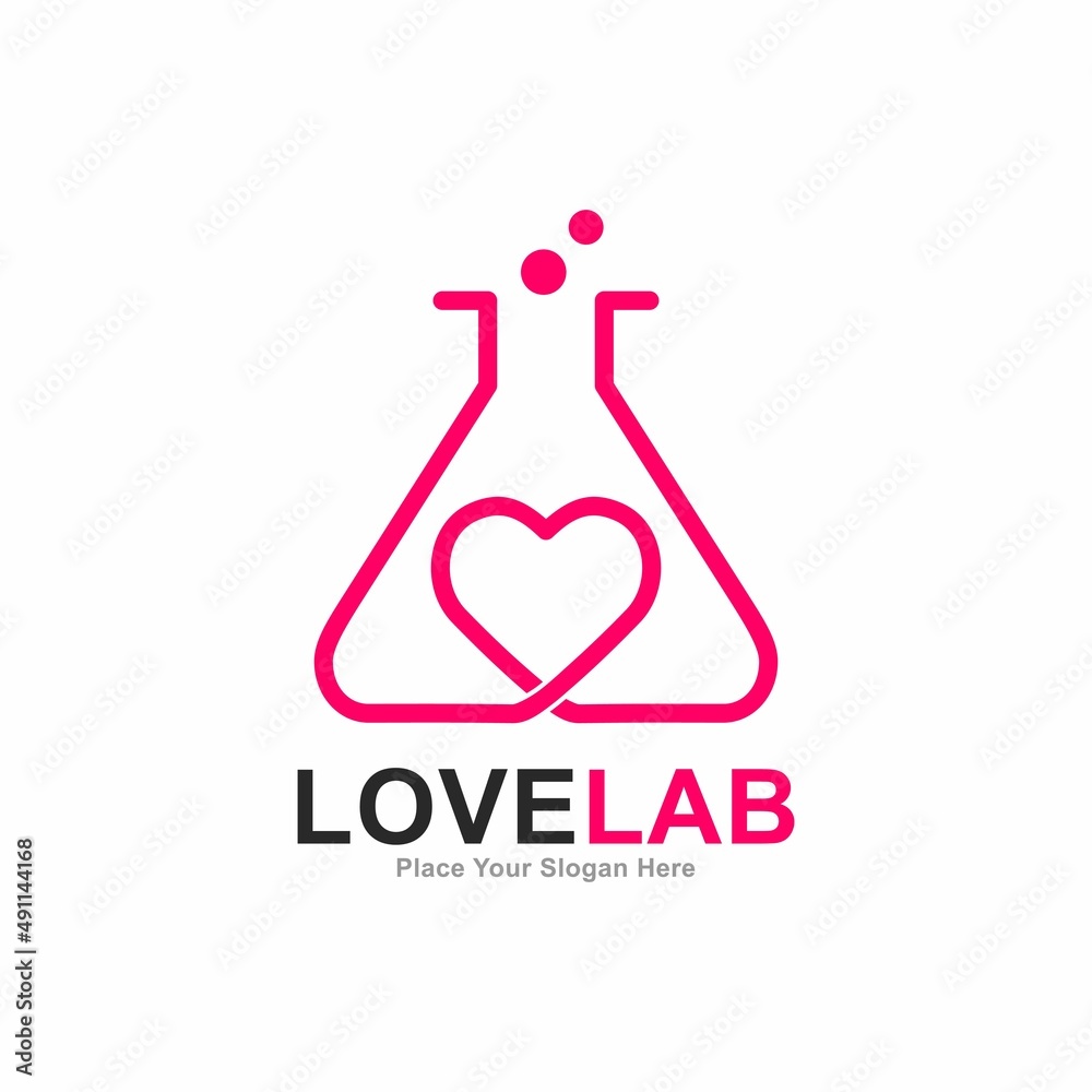 Love lab logo vector deign. Suitable for business, love and beauty Love lab logo vector deign. Suitable for business, love and beauty